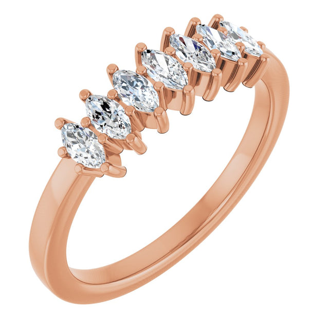 14K Gold Natural Diamond Seven-Stone Anniversary Band - Rose Gold