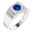 Platinum Lab-Grown Blue Sapphire Geometric Solitaire Ring – 6 mm Round