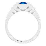 Platinum Lab-Grown Blue Sapphire Geometric Solitaire Ring – 6 mm Round - view 2