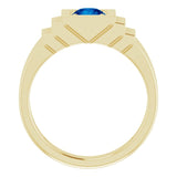 14K Gold Lab-Grown Blue Sapphire Geometric Solitaire Ring – 6 mm Round - Yellow Gold - view 2