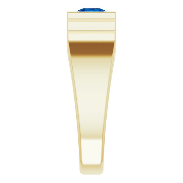 14K Gold Lab-Grown Blue Sapphire Geometric Solitaire Ring – 6 mm Round - Yellow Gold - view 4