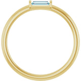 14K Gold Natural Sky Blue Topaz Birthstone Stackable Ring – 4x2 mm Straight Baguette - Yellow Gold - view 2