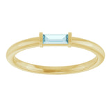 14K Gold Natural Sky Blue Topaz Birthstone Stackable Ring – 4x2 mm Straight Baguette - Yellow Gold - view 3