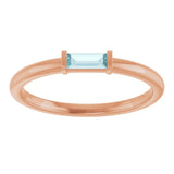 14K Gold Natural Sky Blue Topaz Birthstone Stackable Ring – 4x2 mm Straight Baguette - Rose Gold - view 3
