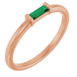14K Gold Lab-Grown Emerald Birthstone Stackable Ring – 4x2 mm Straight Baguette - Rose Gold