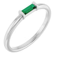 Platinum Lab-Grown Emerald Birthstone Stackable Ring – 4x2 mm Straight Baguette
