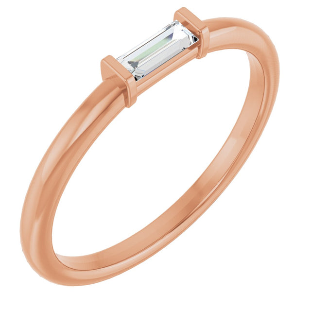 14K Gold Natural Diamond Stackable Ring – 1/8–1/6 CTW - Rose Gold