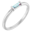 Platinum Natural Sky Blue Topaz Birthstone Stackable Ring – 4x2 mm Straight Baguette