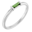 Platinum Natural Green Tourmaline Birthstone Stackable Ring – 4x2 mm Straight Baguette