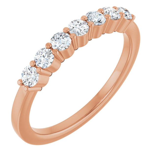 14K Gold Natural Diamond Seven-Stone Anniversary Band - Rose Gold