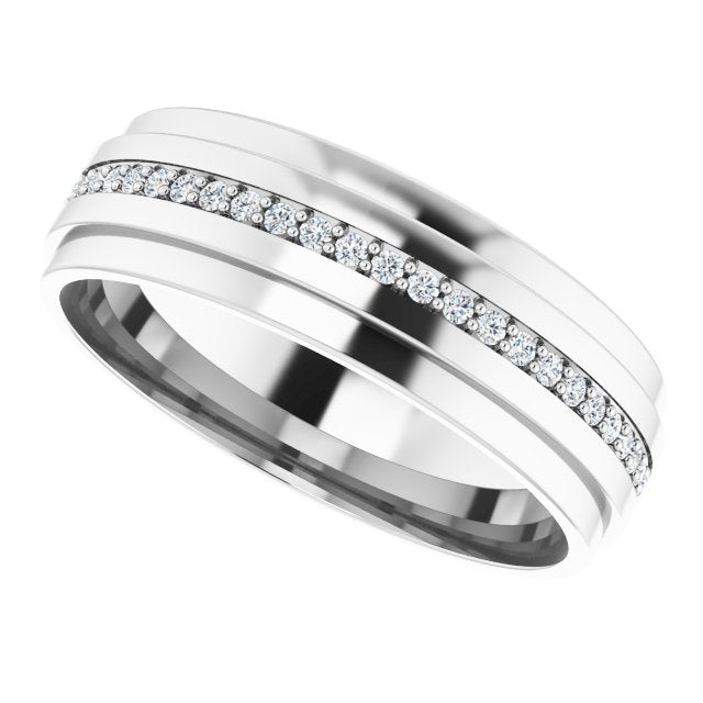 14K Gold Natural Diamond Stepped Edge Eternity Band – 1/3–3/8 CTW - White Gold - view 10