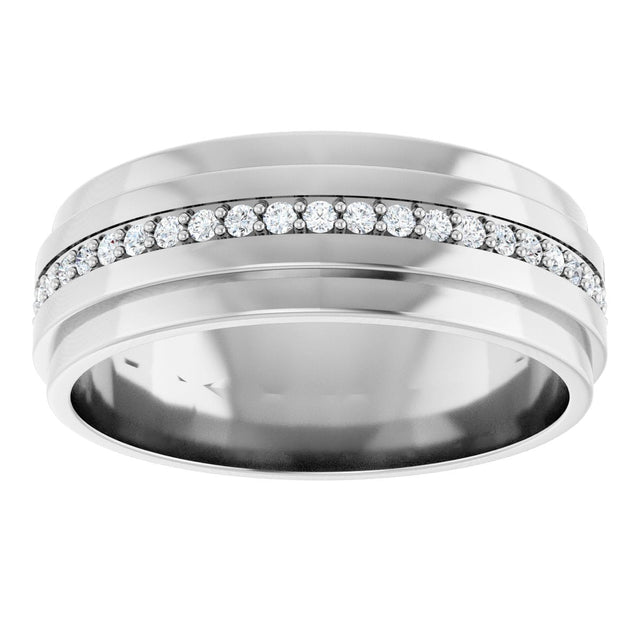 Platinum Natural Diamond Stepped Edge Eternity Band – 1/3–3/8 CTW - view 8