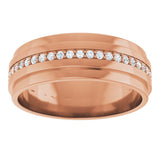 14K Gold Natural Diamond Stepped Edge Eternity Band – 1/3–3/8 CTW - Rose Gold - view 8