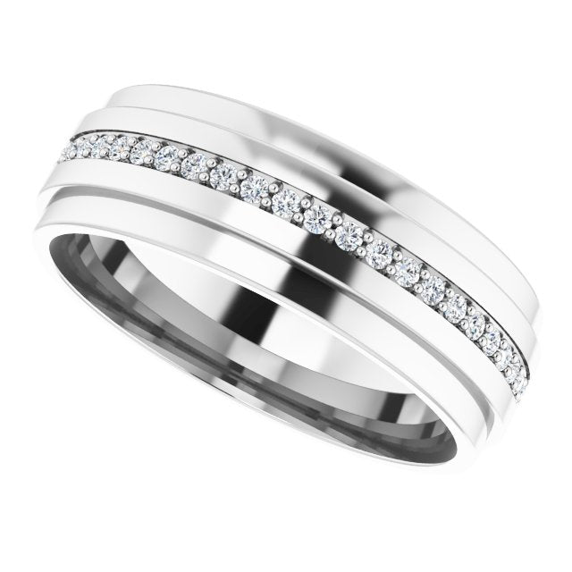 14K Gold Natural Diamond Stepped Edge Eternity Band – 1/3–3/8 CTW - White Gold - view 10