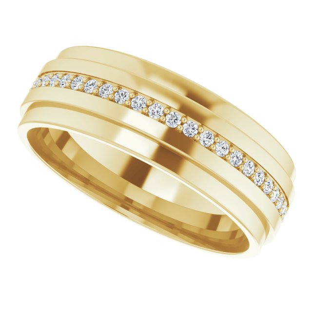 14K Gold Natural Diamond Stepped Edge Eternity Band – 1/3–3/8 CTW - Yellow Gold - view 10