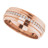 14K Gold Natural Diamond Stepped Edge Eternity Band – 1/3–3/8 CTW - Rose Gold - view 10