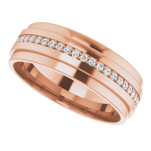 14K Gold Natural Diamond Stepped Edge Eternity Band – 1/3–3/8 CTW - Rose Gold - view 10