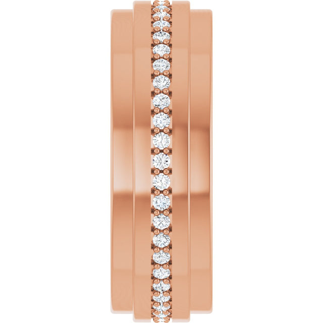 14K Gold Natural Diamond Stepped Edge Eternity Band – 1/3–3/8 CTW - Rose Gold - view 9