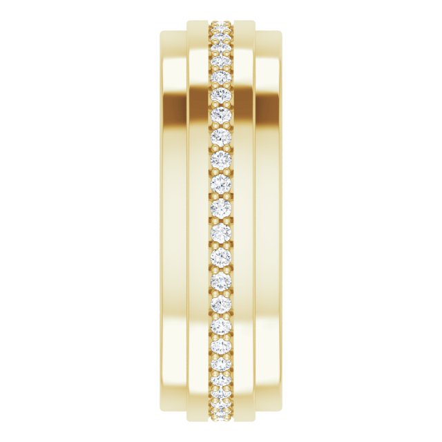 14K Gold Natural Diamond Stepped Edge Eternity Band – 1/3–3/8 CTW - Yellow Gold - view 9
