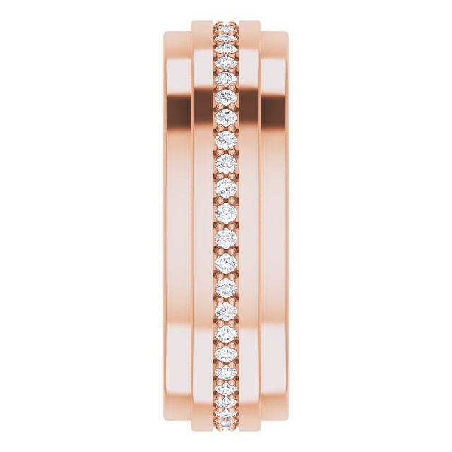 14K Gold Natural Diamond Stepped Edge Eternity Band – 1/3–3/8 CTW - Rose Gold - view 9