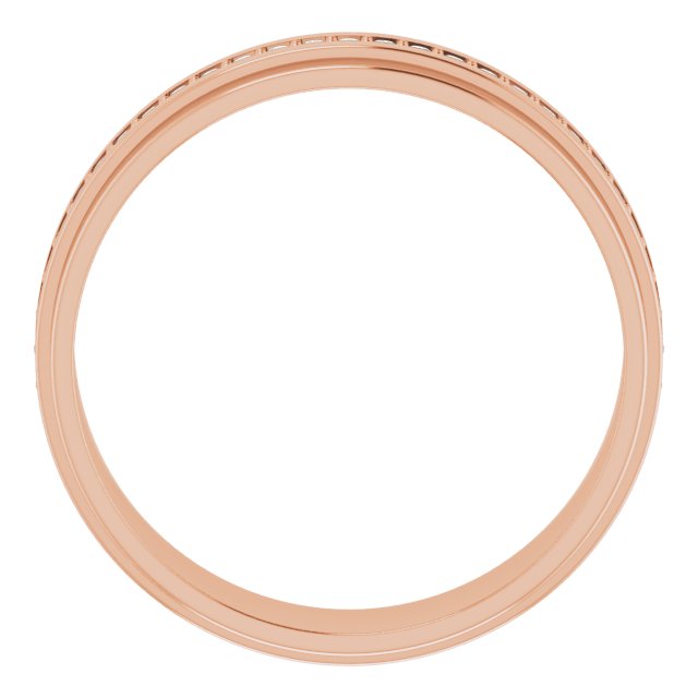14K Gold Natural Diamond Stepped Edge Eternity Band – 1/3–3/8 CTW - Rose Gold - view 7