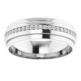 14K Gold Natural Diamond Stepped Edge Eternity Band – 1/3–3/8 CTW - White Gold - view 8