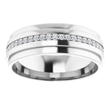 14K Gold Natural Diamond Stepped Edge Eternity Band – 1/3–3/8 CTW - White Gold - view 8