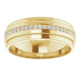 14K Gold Natural Diamond Stepped Edge Eternity Band – 1/3–3/8 CTW - Yellow Gold - view 8
