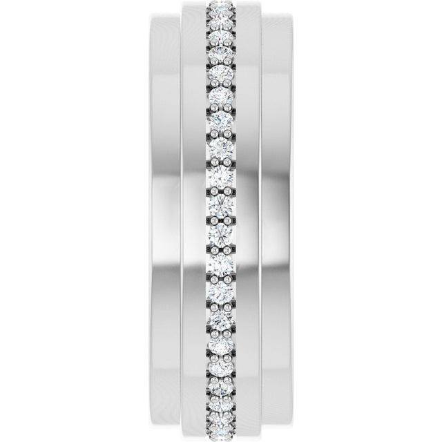 14K Gold Natural Diamond Stepped Edge Eternity Band – 1/3–3/8 CTW - White Gold - view 9