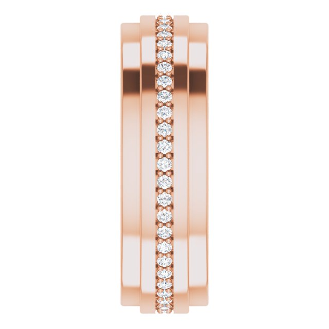 14K Gold Natural Diamond Stepped Edge Eternity Band – 1/3–3/8 CTW - Rose Gold - view 9