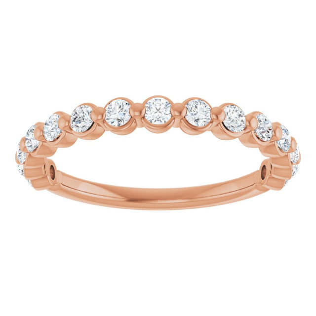 14K Gold Natural Diamond Shared-Prong Anniversary Band – 1/4–3/8 CTW - Rose Gold - view 3