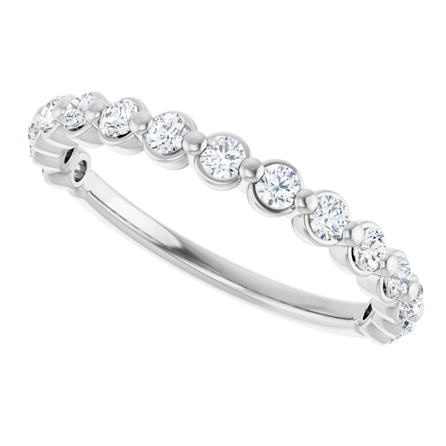 14K Gold Natural Diamond Shared-Prong Anniversary Band – 1/4–3/8 CTW - White Gold - view 5