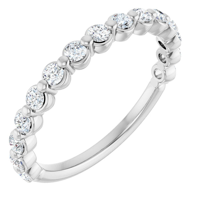 Platinum Natural Diamond Shared-Prong Anniversary Band – 1/4–3/8 CTW