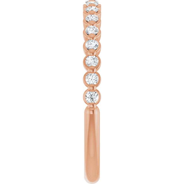 14K Gold Natural Diamond Shared-Prong Anniversary Band – 1/4–3/8 CTW - Rose Gold - view 4