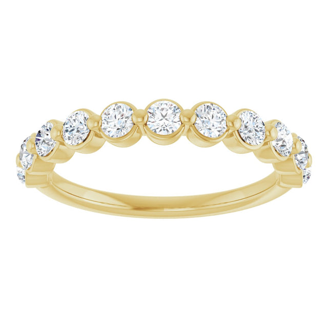 14K Gold Natural Diamond Shared-Prong Anniversary Band – 5/8–9/10 CTW - Yellow Gold - view 3
