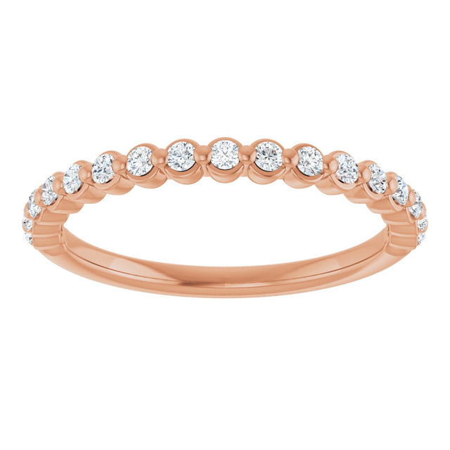 14K Gold Natural Diamond Shared-Prong Anniversary Band – 1/4–3/8 CTW - Rose Gold - view 3