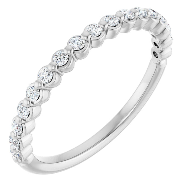 Platinum Natural Diamond Shared-Prong Anniversary Band – 1/4–3/8 CTW