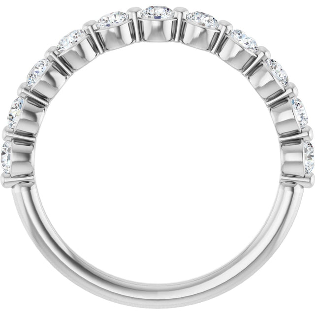 Platinum Natural Diamond Shared-Prong Anniversary Band – 5/8–9/10 CTW - view 2