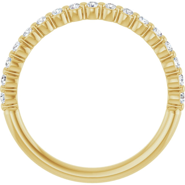 14K Gold Natural Diamond Shared-Prong Anniversary Band – 1/4–3/8 CTW - Yellow Gold - view 2