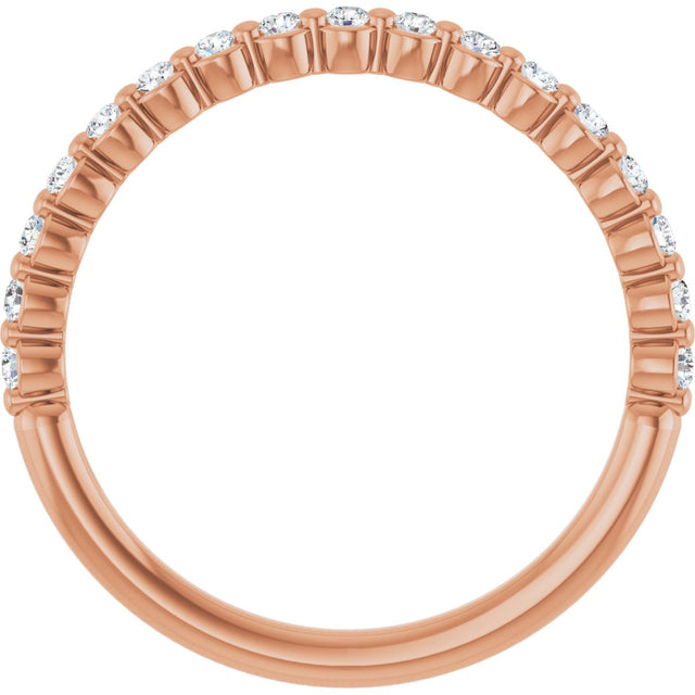 14K Gold Natural Diamond Shared-Prong Anniversary Band – 1/4–3/8 CTW - Rose Gold - view 2