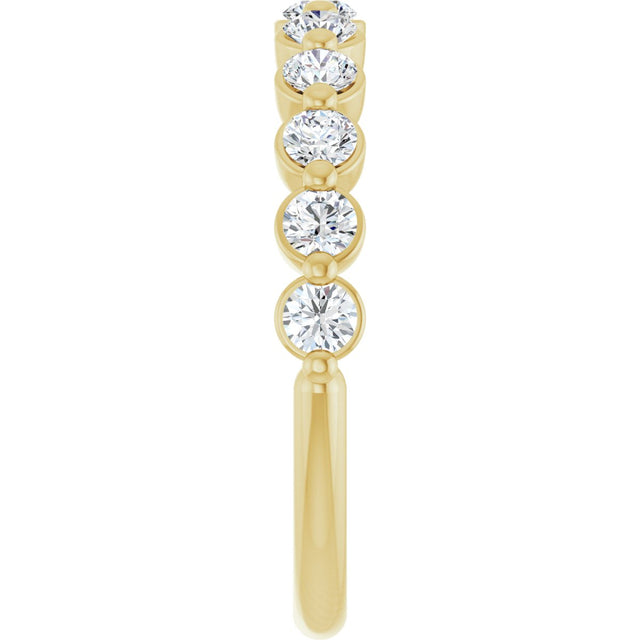 14K Gold Natural Diamond Shared-Prong Anniversary Band – 5/8–9/10 CTW - Yellow Gold - view 4