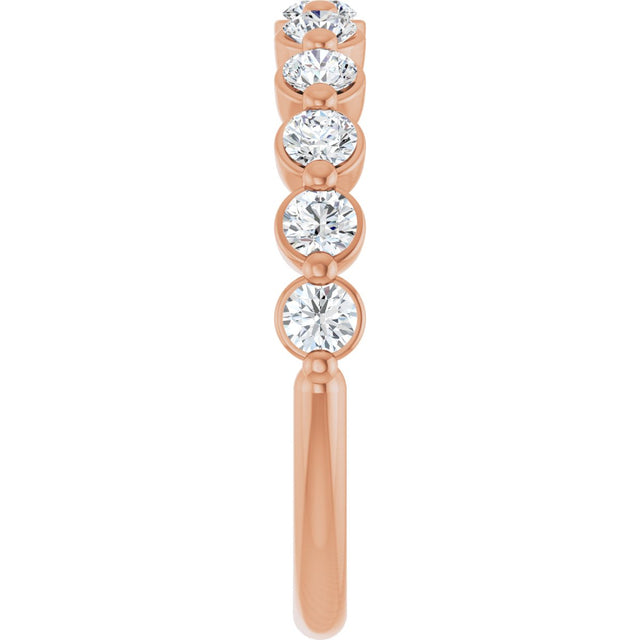 14K Gold Natural Diamond Shared-Prong Anniversary Band – 5/8–9/10 CTW - Rose Gold - view 4