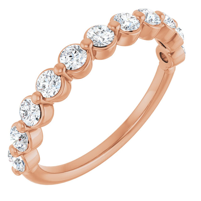 14K Gold Natural Diamond Shared-Prong Anniversary Band – 5/8–9/10 CTW - Rose Gold