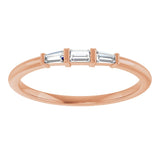 14K Gold Natural Diamond Three-Stone Stackable Ring – 1/6 CTW - Rose Gold - view 3