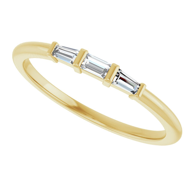 14K Gold Natural Diamond Three-Stone Stackable Ring – 1/6 CTW - Yellow Gold - view 5