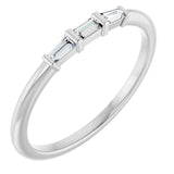 Platinum Natural Diamond Three-Stone Stackable Ring – 1/6 CTW