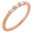14K Gold Natural Diamond Three-Stone Stackable Ring – 1/6 CTW - Rose Gold