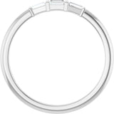 14K Gold Natural Diamond Three-Stone Stackable Ring – 1/6 CTW - White Gold - view 2