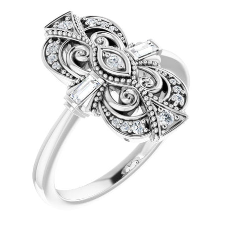 Platinum Natural Diamond Vintage-Inspired Ring – 1/5 CTW