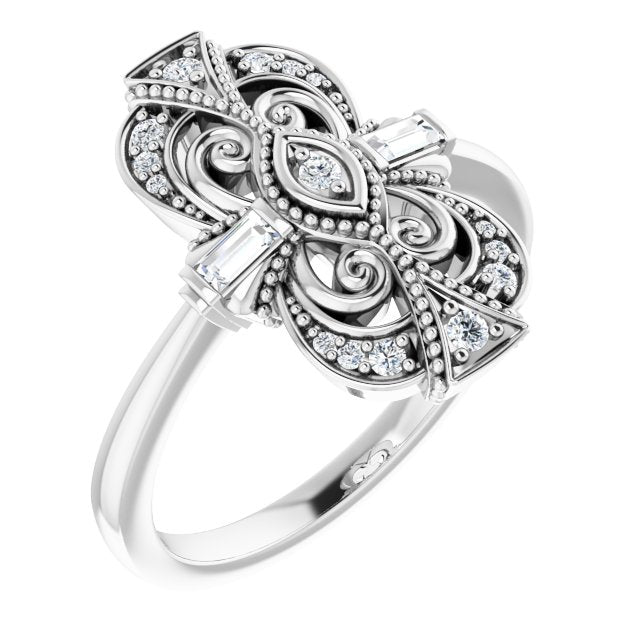 Platinum Natural Diamond Vintage-Inspired Ring – 1/5 CTW